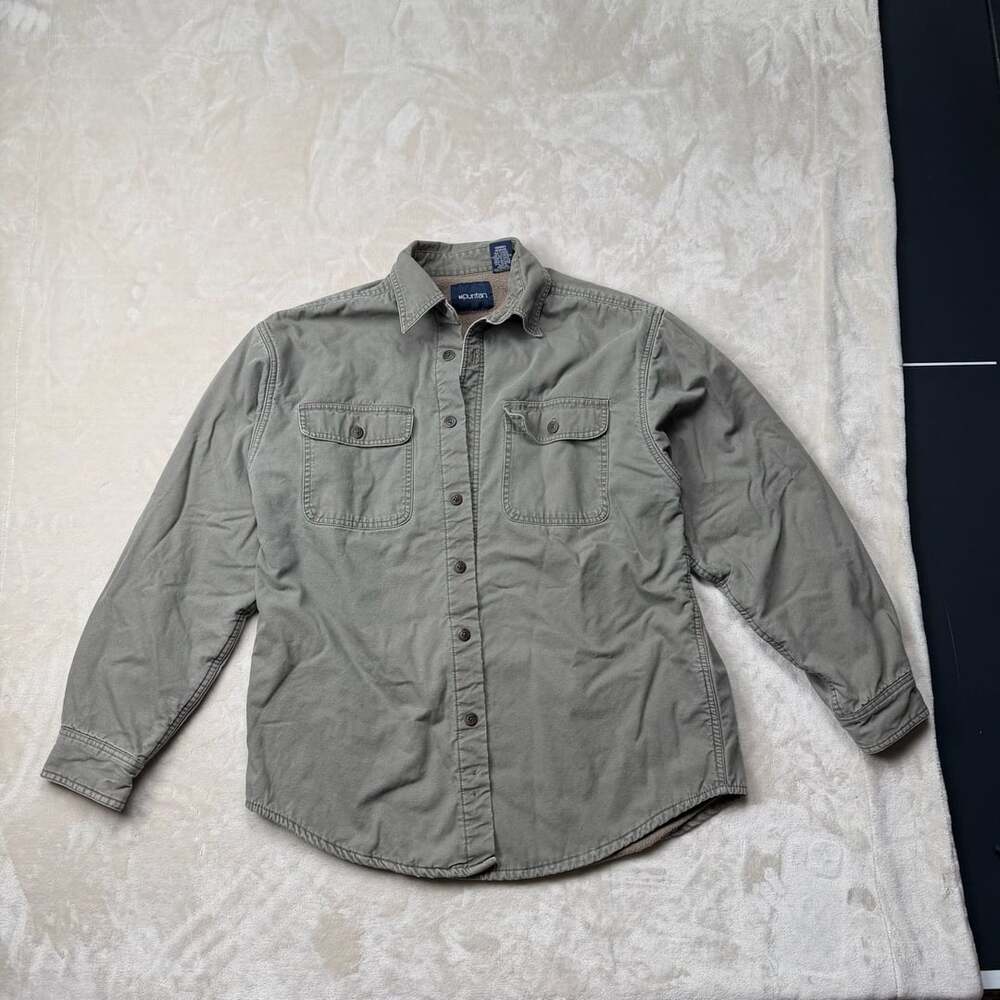 Puritan Fleece Lined Button Up Shirt Size M(38/40) Olive Green
